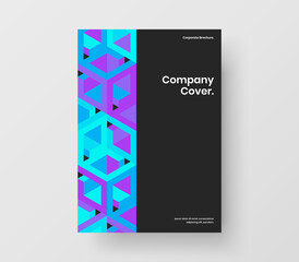 Creative magazine cover vector design concept. Multicolored mosaic shapes presentation template.