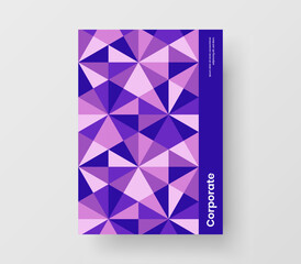 Creative corporate brochure design vector template. Isolated geometric tiles postcard concept.