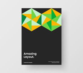 Simple company brochure vector design template. Bright geometric hexagons presentation concept.