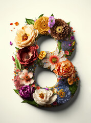 International womens day 8th March floral number. Generative ai