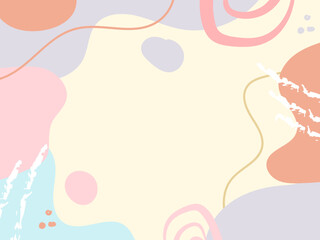 Aesthetic background. Abstract colorful wallpaper. Blob shape line art style