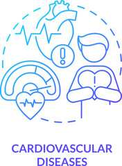 Cardiovascular diseases blue gradient concept icon. Heart stroke. Chronic conditions major group abstract idea thin line illustration. Isolated outline drawing. Myriad Pro-Bold font used