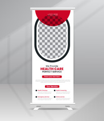 Modern Elegant medical roll up banner, Medical flyer template for hospital, doctor, nurse, and healthcare promotion. x banner, Corporate roll-up banner