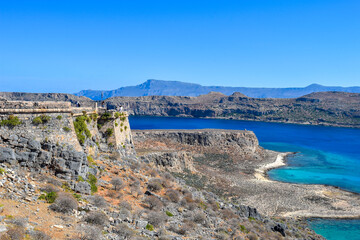 Obraz premium Festungsruine auf der Imeri Gramvousa, Kreta (Griechenland)