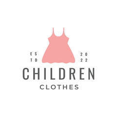 kids dress boutique fashion logo design cute clothes birthday illustration