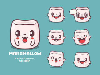 marshmallows cartoon character food vector illustration