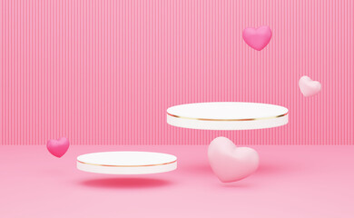 3D white podium floating on air