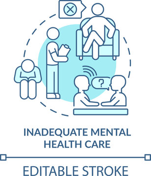 Inadequate mental health care turquoise concept icon. LGBTQI risk factor abstract idea thin line illustration. Isolated outline drawing. Editable stroke. Arial, Myriad Pro-Bold fonts used