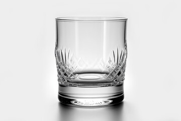 Empty glass for water, juice or milk on white isolated background.