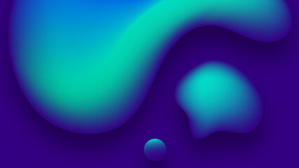 Dark purple blue green abstract neon color design. Minimalism. Fluid Design. Neon abstract gradient wallpaper, background. Geometric shape. Poster, banner, flyer