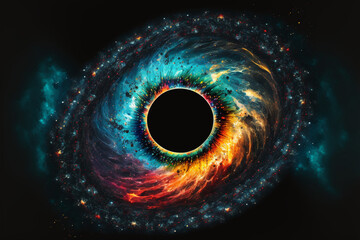 Generative ai black hole over star field in outer space.