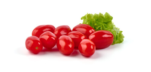 Fresh cherry tomatoes, isolated on white background.
