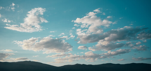 Twilight sky and mountain with vintage filter