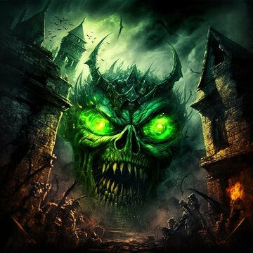 Scary halloween background. "Elvin Night Terror" ai art