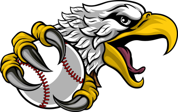 An eagle or hawk baseball ball cartoon sports team mascot