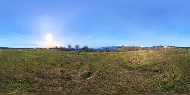 A Beautiful 360 VR Scenery Of A Hill In Lessinia, A Nature Reserve In Italy 