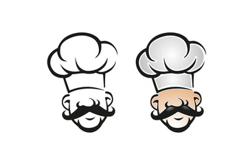 Chef Head Mustache Logo Vector Symbol