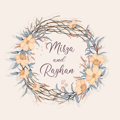 Vector vintage flower wreath frame invitation card