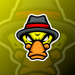 vector graphics illustration of a mafia duck in esport logo style. perfect for game team or product logo