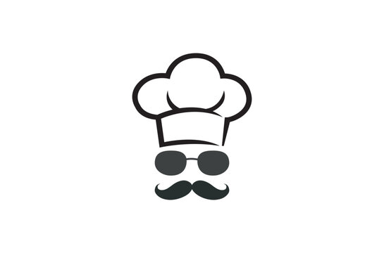 Chef Hat Glasses Mustache Logo Vector Symbol Illustration