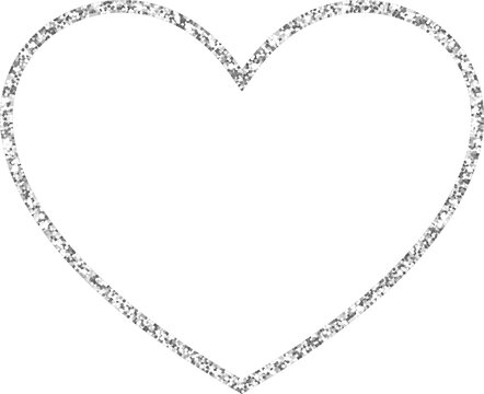 silver glitter heart frame , isolated on transparent background illustration, luxury border, clip art, png