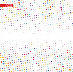 Modern background of colored dots on white for text