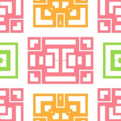 Seamless pastel colored pattern. Red, green , yellow and white geometric design background
