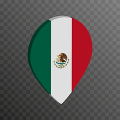 Map pointer with Mexico flag. Vector illustration.
