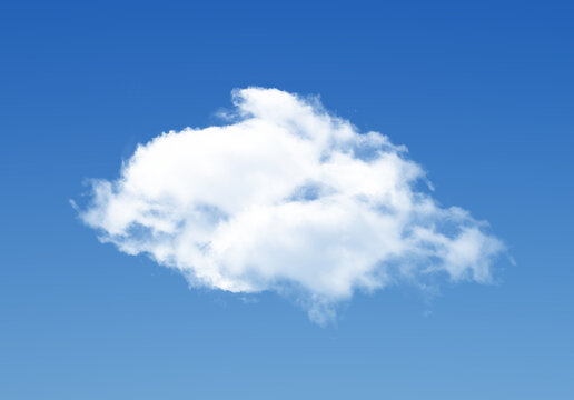 Single cloud isolated over blue sky background. White fluffy cloud photo, beautiful cloud shape. Climate concept © Studio-M