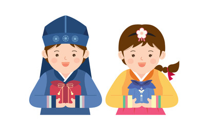 한복 입은 남여 어린이