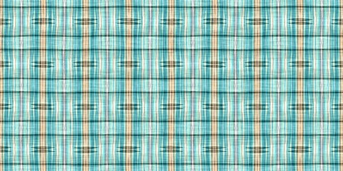  Teal rustic coastal beach house border check fabric tile. Seamless sailor flannel edging trim textile. Gingham blur rustic banner ribbon endless tape.