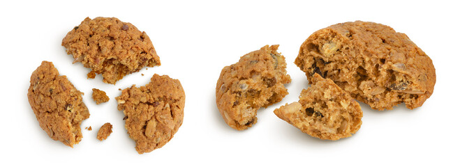 oatmeal cookies with flax, pumpkin and sunflower seeds with full depth of field. Top view. Flat lay