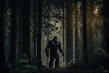 Fototapeta premium Bigfoot sasquatch. Generative AI