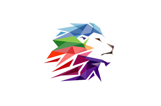 polygonal lion logo vector symbol design icon illustration	