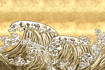 浮世絵　波　その26	　金バージョン