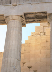Doric column in front of part of the wall in Athens