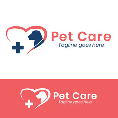 Pet care logo template. Veterinary clinic, hospital logo