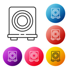 Black line Electric stove icon isolated on white background. Cooktop sign. Hob with four circle burners. Set icons colorful circle buttons. Vector