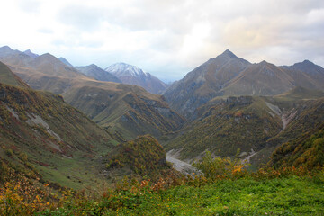 Landscape in the Greater Caucasus on the Georgian Military Road near Gudauri