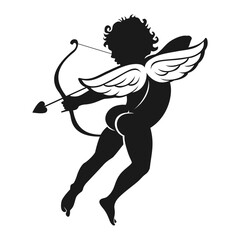 Cupid archery arrows of love. Vector template for greeting, invitation card valentine's day on transparent background