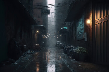 Dark New York alley