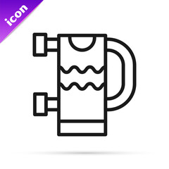 Black line Heated towel rail icon isolated on white background. Vector