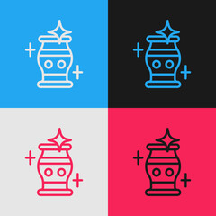 Pop art line Clean vase icon isolated on color background. Vector