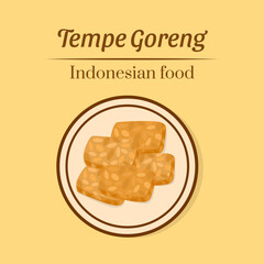 Hand drawn delicious tempe goreng or fried tempe made from soybeans traditional indonesian food snack vector design