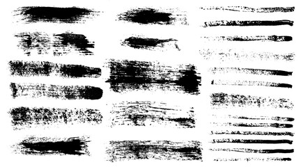 Vector set of grunge brush strokes. Trendy brush stroke for black ink paint,grunge backdrop, dirt banner,watercolor design and dirty texture