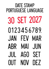 Vector illustration of editable dates stamps in Portuguese language (days, months, years)