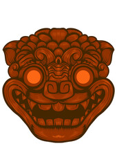 head tiger Asian illustration engraving for logo or design t-shirts