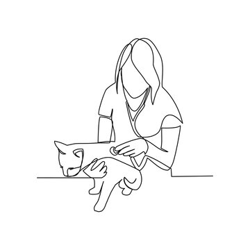 cat vet examination line art clip art preview