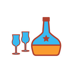 glass and bottles,icon,color, design,flat, style,trendy collection,template