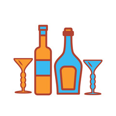 glass and bottles,icon,color, design,flat, style,trendy collection,template
